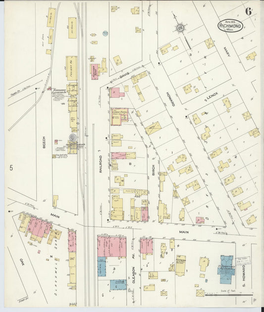 Sanborn Fire Insurance Map from Richmond, Macomb County, Michigan (1913), Sheet #0006 - Historic Sanborn Fire Insurance Map Print, vintage old map wall art, antique decor, genealogy gift, Michigan Michigan map