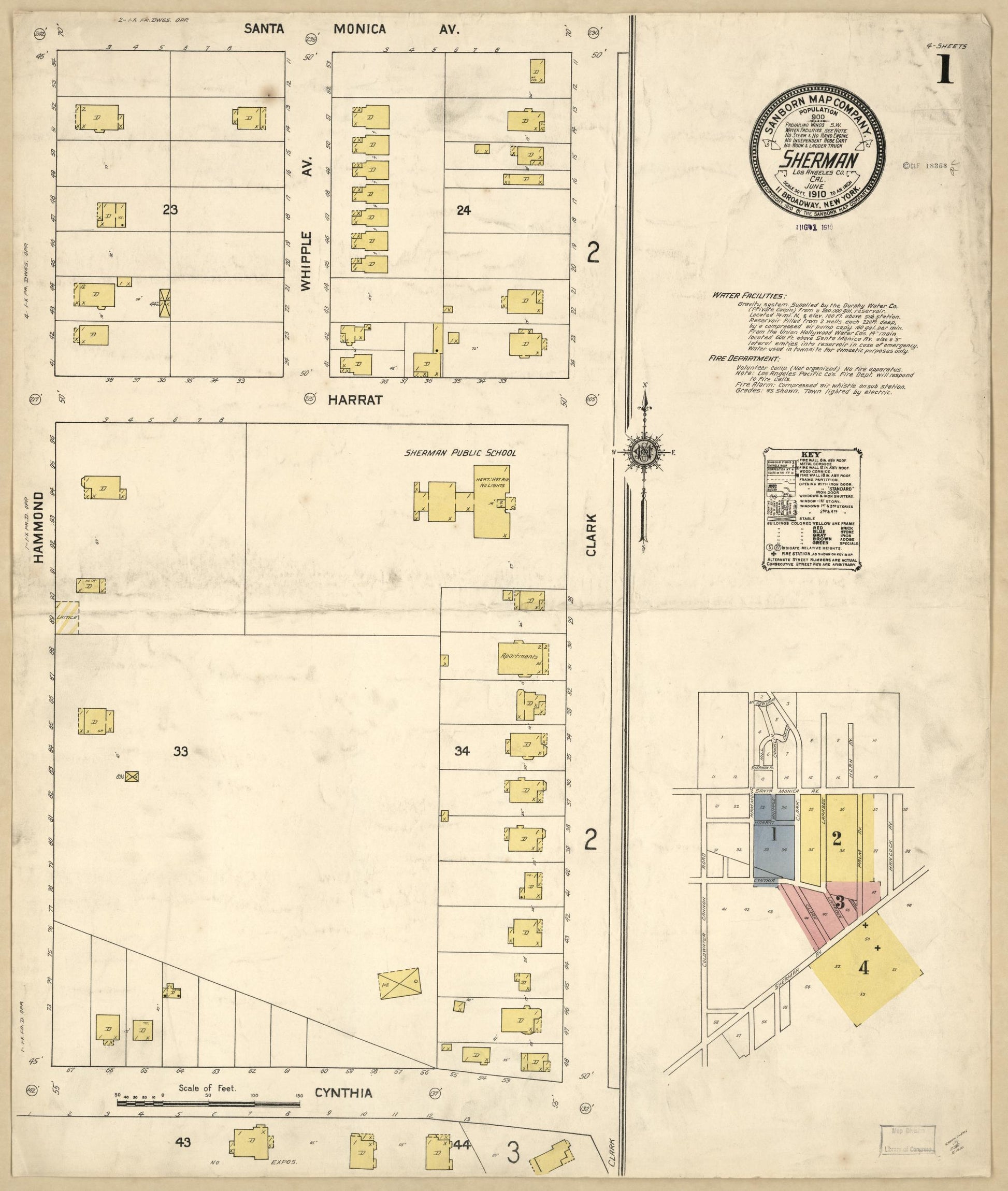 Sanborn Fire Insurance Map from Sherman, Los Angeles County, California. (1910) – Historic Sanborn Fire Insurance Map Print
