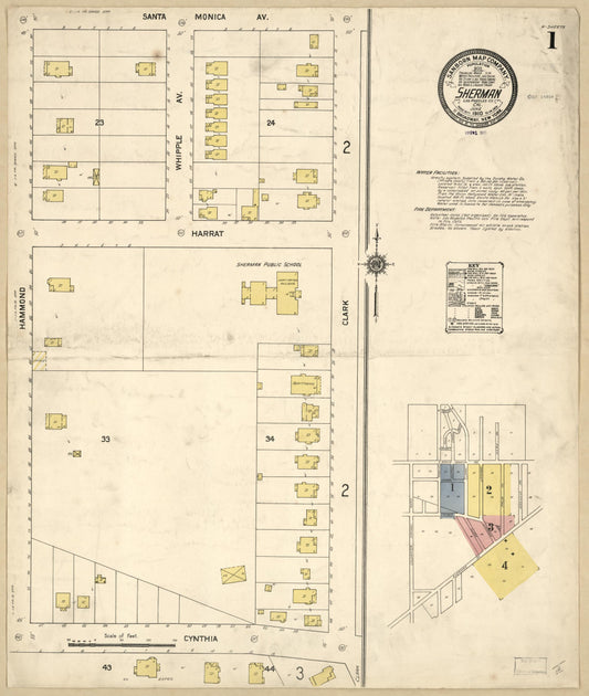 Sanborn Fire Insurance Map from Sherman, Los Angeles County, California. (1910) – Historic Sanborn Fire Insurance Map Print