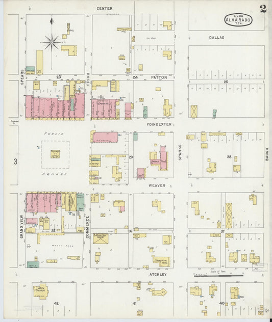 Sanborn Fire Insurance Map from Alvarado, Johnson County, Texas (1896), Sheet #0002 - Historic Sanborn Fire Insurance Map Print, vintage old map wall art, antique decor, genealogy gift, Texas Texas map
