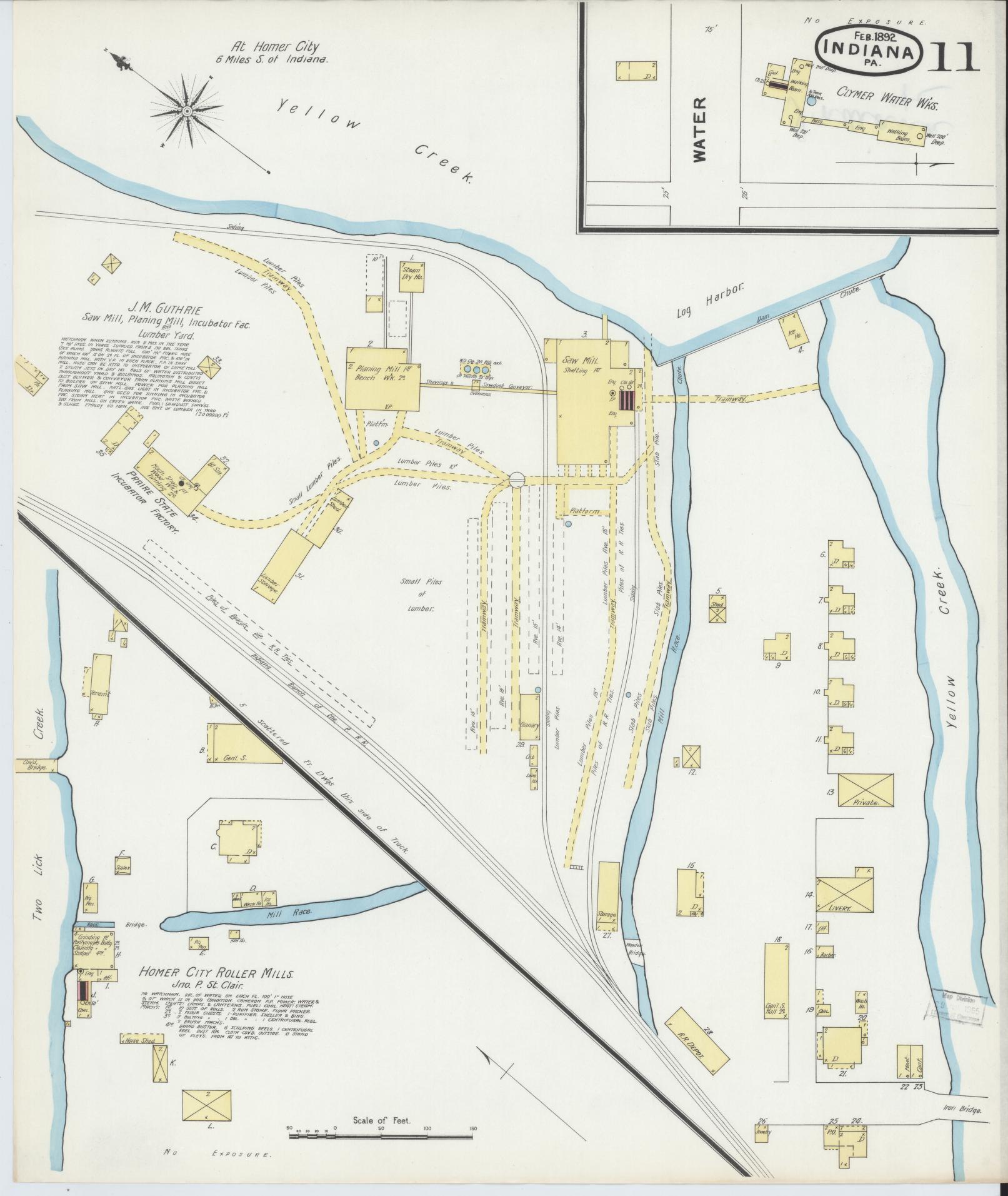 Sanborn Fire Insurance Map from Indiana, Indiana County, Pennsylvania (1892), Sheet #0011 - Historic Sanborn Fire Insurance Map Print, vintage old map wall art, antique decor, genealogy gift, Sanborn Fire Insurance Map from Indiana Indiana map