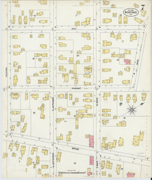 Sanborn Fire Insurance Map from Carthage, Jefferson County, New York (1902), Sheet #0007 - Historic Sanborn Fire Insurance Map Print, vintage old map wall art, antique decor, genealogy gift, New York New York map