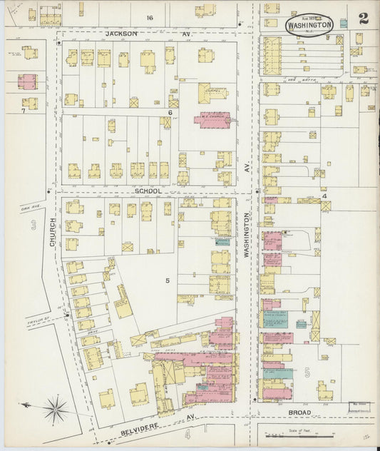 Sanborn Fire Insurance Map from Washington, Warren County, New Jersey (1892), Sheet #0002 - Historic Sanborn Fire Insurance Map Print, vintage old map wall art, antique decor, genealogy gift, Washington Washington map