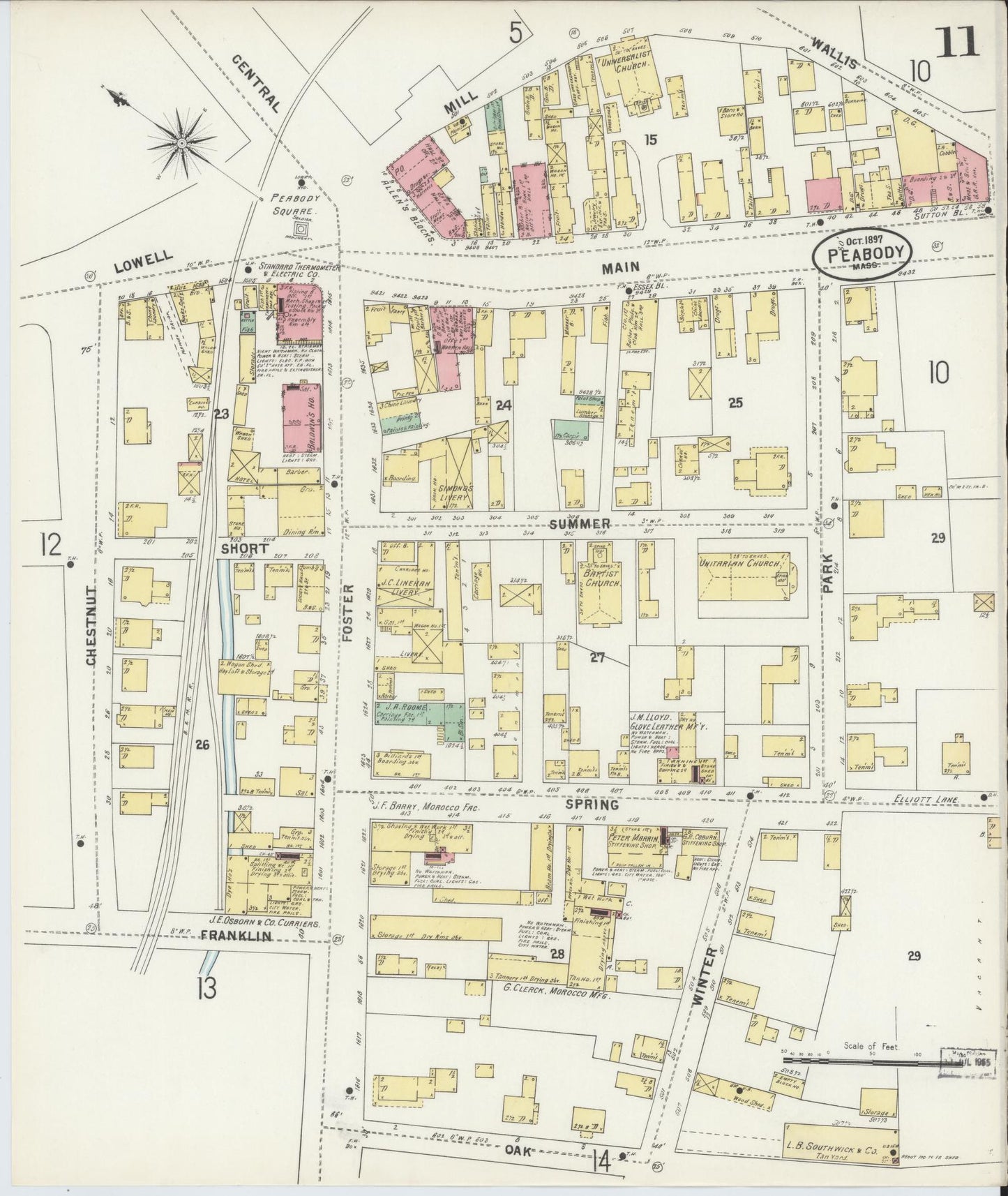 Sanborn Fire Insurance Map from Peabody, Essex County, Massachusetts (1897), Sheet #0011 - Complete Map Set gallery image, historic Sanborn map, vintage wall art, Massachusetts Massachusetts