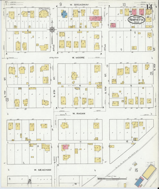 Sanborn Fire Insurance Map from Henryetta, Okmulgee County, Oklahoma (1920), Sheet #0014 - Historic Sanborn Fire Insurance Map Print, vintage old map wall art, antique decor, genealogy gift, Oklahoma Oklahoma map