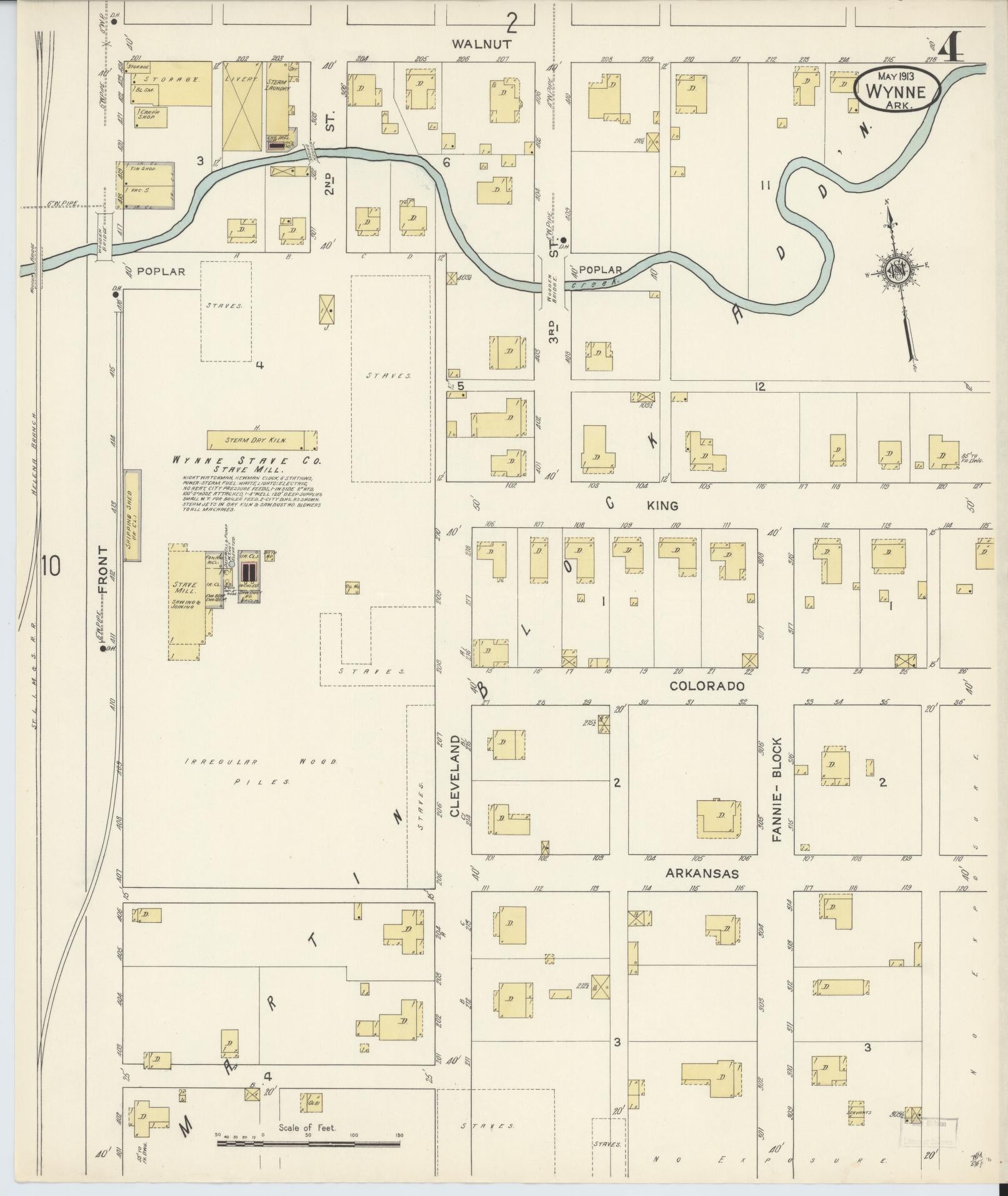 Sanborn Fire Insurance Map from Wynne, Cross County, Arkansas (1913), Sheet #0004 - Complete Map Set gallery image, historic Sanborn map, vintage wall art, Arkansas Arkansas