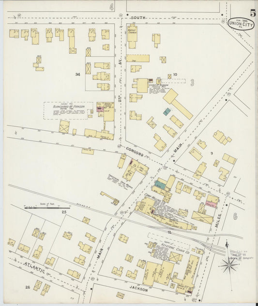 Sanborn Fire Insurance Map from Union City, Erie County, Pennsylvania (1895), Sheet #0005 - Historic Sanborn Fire Insurance Map Print, vintage old map wall art, antique decor, genealogy gift, Pennsylvania Pennsylvania map