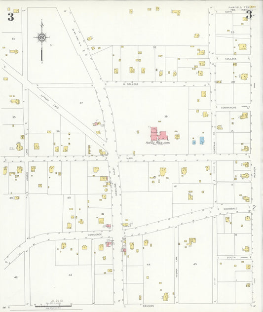 Sanborn Fire Insurance Map from Fairfield, Freestone County, Texas (1934), Sheet #0003 - Historic Sanborn Fire Insurance Map Print, vintage old map wall art, antique decor, genealogy gift, Texas Texas map