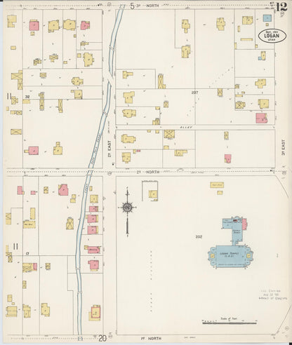 Sanborn Fire Insurance Map from Logan, Cache County, Utah (1911), Sheet #0012 - Complete Map Set gallery image, historic Sanborn map, vintage wall art, Utah Utah