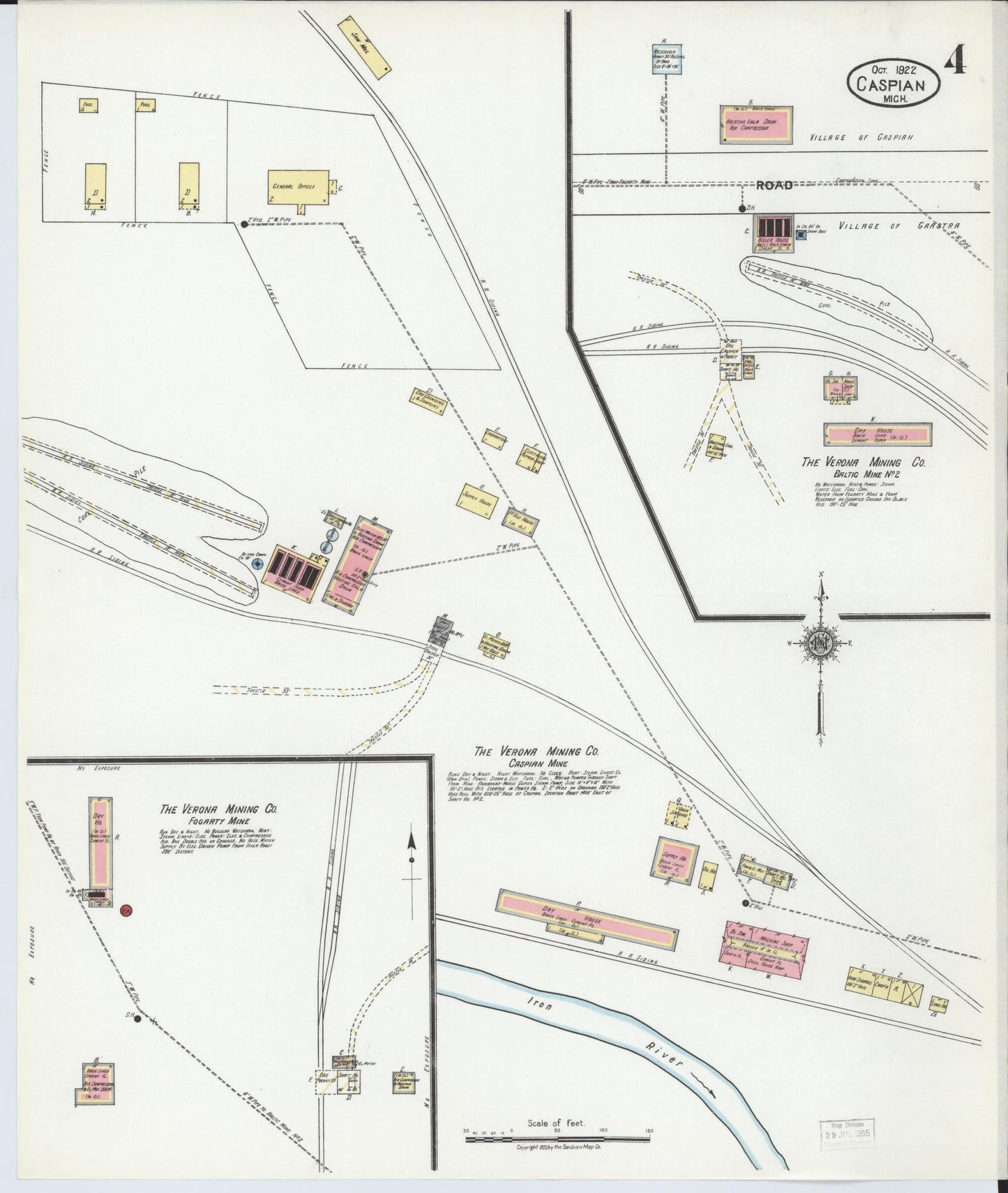 Sanborn Fire Insurance Map from Caspian, Iron County, Michigan (1922), Sheet #0004 - Complete Map Set gallery image, historic Sanborn map, vintage wall art, Michigan Michigan