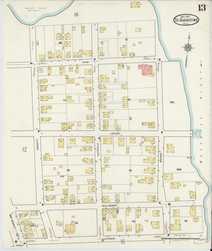 Sanborn Fire Insurance Map from Saint Augustine, Saint John's County, Florida (1917), Sheet #0013 - Complete Map Set gallery image, historic Sanborn map, vintage wall art, Florida Florida