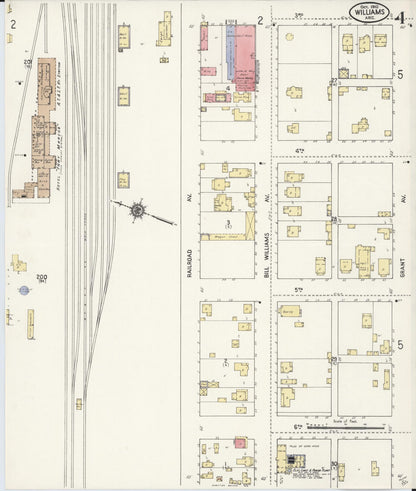 Sanborn Fire Insurance Map from Williams, Coconino County, Arizona (1910), Sheet #0004 - Complete Map Set gallery image, historic Sanborn map, vintage wall art, Arizona Arizona