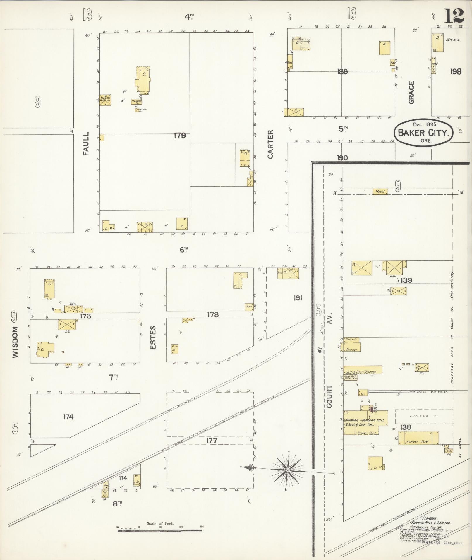Sanborn Fire Insurance Map from Baker, Baker County, Oregon (1895), Sheet #0012 - Complete Map Set gallery image, historic Sanborn map, vintage wall art, Oregon Oregon
