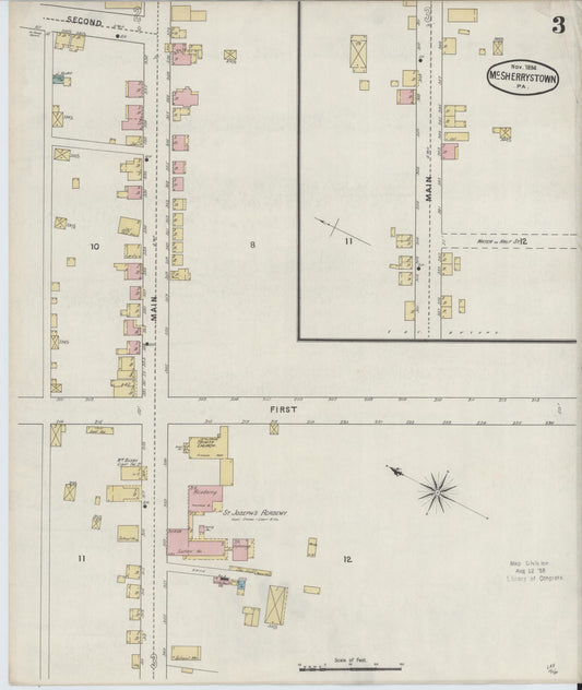 Sanborn Fire Insurance Map from McSherrystown, Adams County, Pennsylvania (1894), Sheet #0003 - Historic Sanborn Fire Insurance Map Print, vintage old map wall art, antique decor, genealogy gift, Pennsylvania Pennsylvania map