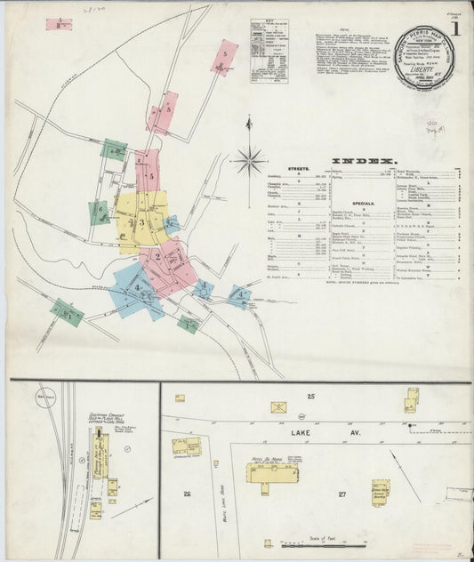 Sanborn Fire Insurance Map from Liberty, Sullivan County, New York (1897), Sheet #0001 - Complete Map Set gallery image, historic Sanborn map, vintage wall art, New York New York