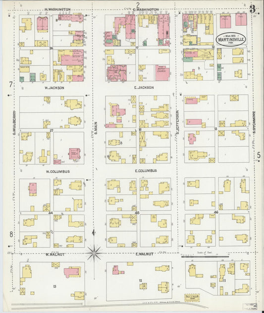 Sanborn Fire Insurance Map from Martinsville, Morgan County, Indiana (1902), Sheet #0003 - Historic Sanborn Fire Insurance Map Print, vintage old map wall art, antique decor, genealogy gift, Indiana Indiana map