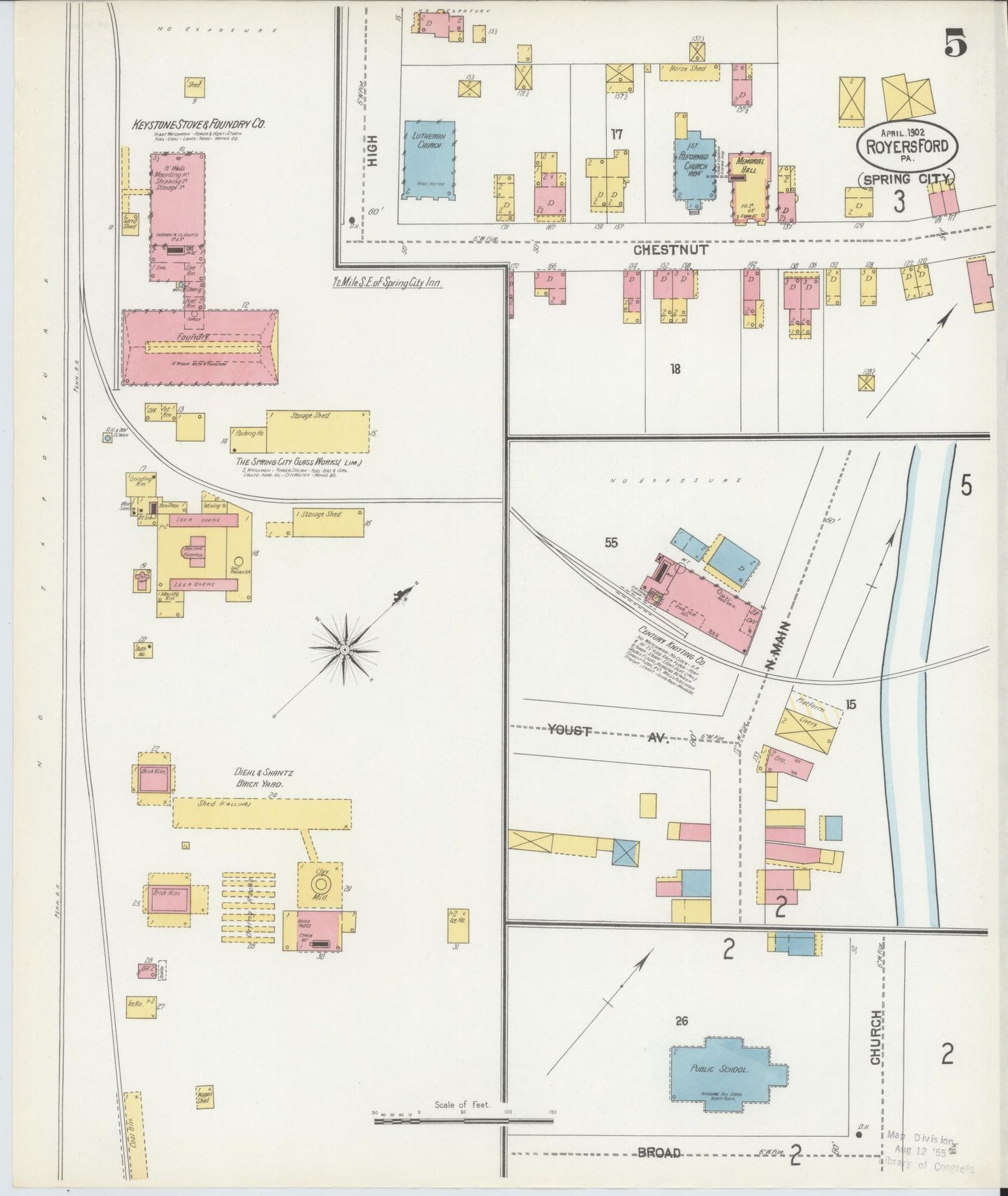 Sanborn Fire Insurance Map from Royersford, Montgomery County, Pennsylvania (1902), Sheet #0005 - Complete Map Set gallery image, historic Sanborn map, vintage wall art, Pennsylvania Pennsylvania