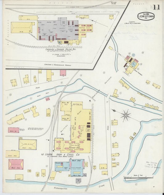Sanborn Fire Insurance Map from Lewistown, Mifflin County, Pennsylvania (1896), Sheet #0011 - Historic Sanborn Fire Insurance Map Print, vintage old map wall art, antique decor, genealogy gift, Pennsylvania Pennsylvania map