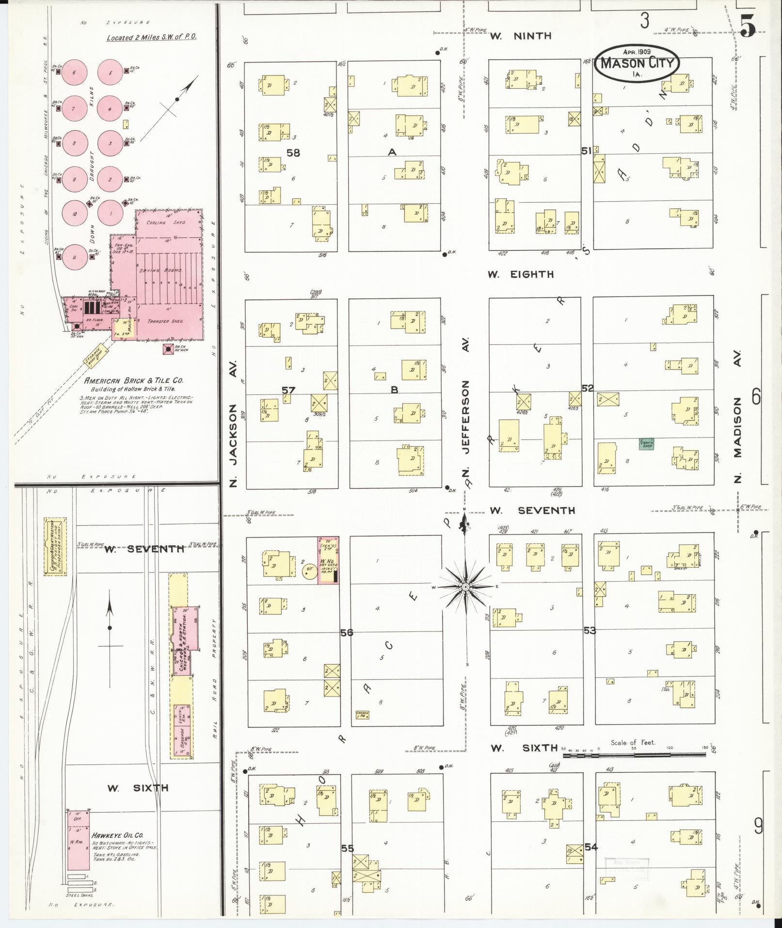 Sanborn Fire Insurance Map from Mason City, Cerro Gordo County, Iowa (1909), Sheet #0005 - Historic Sanborn Fire Insurance Map Print