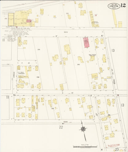 Sanborn Fire Insurance Map from Lewiston, Nez Perce County, Idaho (1918), Sheet #0012 - Complete Map Set gallery image, historic Sanborn map, vintage wall art, Idaho Idaho