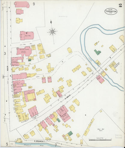 Sanborn Fire Insurance Map from Torrington, Litchfield County, Connecticut (1901), Sheet #0002 - Complete Map Set gallery image, historic Sanborn map, vintage wall art, Connecticut Connecticut