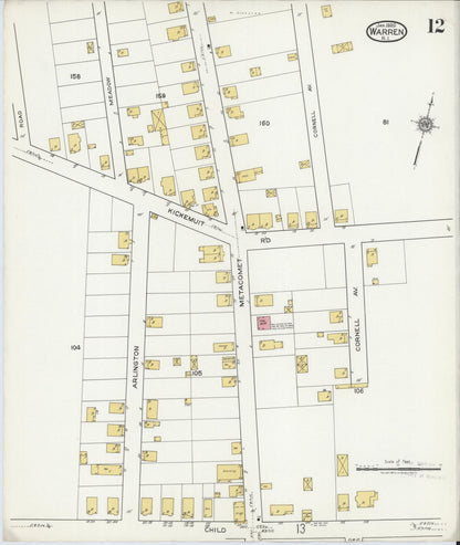 Sanborn Fire Insurance Map from Warren, Bristol County, Rhode Island (1920), Sheet #0012 - Complete Map Set gallery image, historic Sanborn map, vintage wall art, Rhode Island Rhode Island
