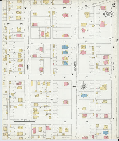Sanborn Fire Insurance Map from Boulder, Boulder County, Colorado (1906), Sheet #0002 - Complete Map Set gallery image, historic Sanborn map, vintage wall art, Colorado Colorado