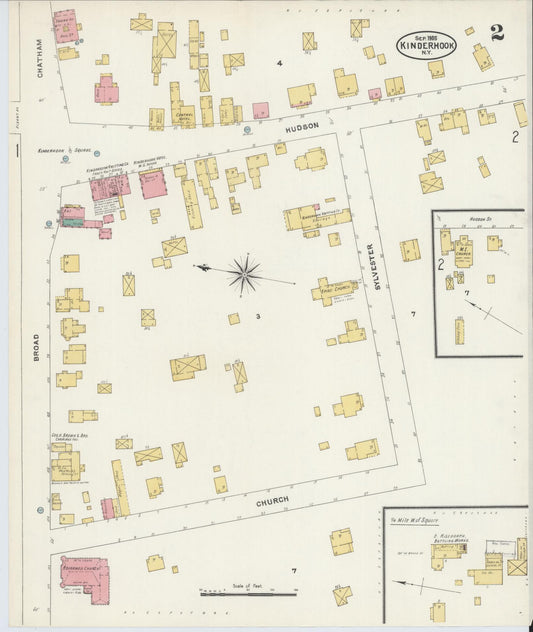 Sanborn Fire Insurance Map from Kinderhook, Columbia County, New York (1905), Sheet #0002 - Historic Sanborn Fire Insurance Map Print, vintage old map wall art, antique decor, genealogy gift, New York New York map