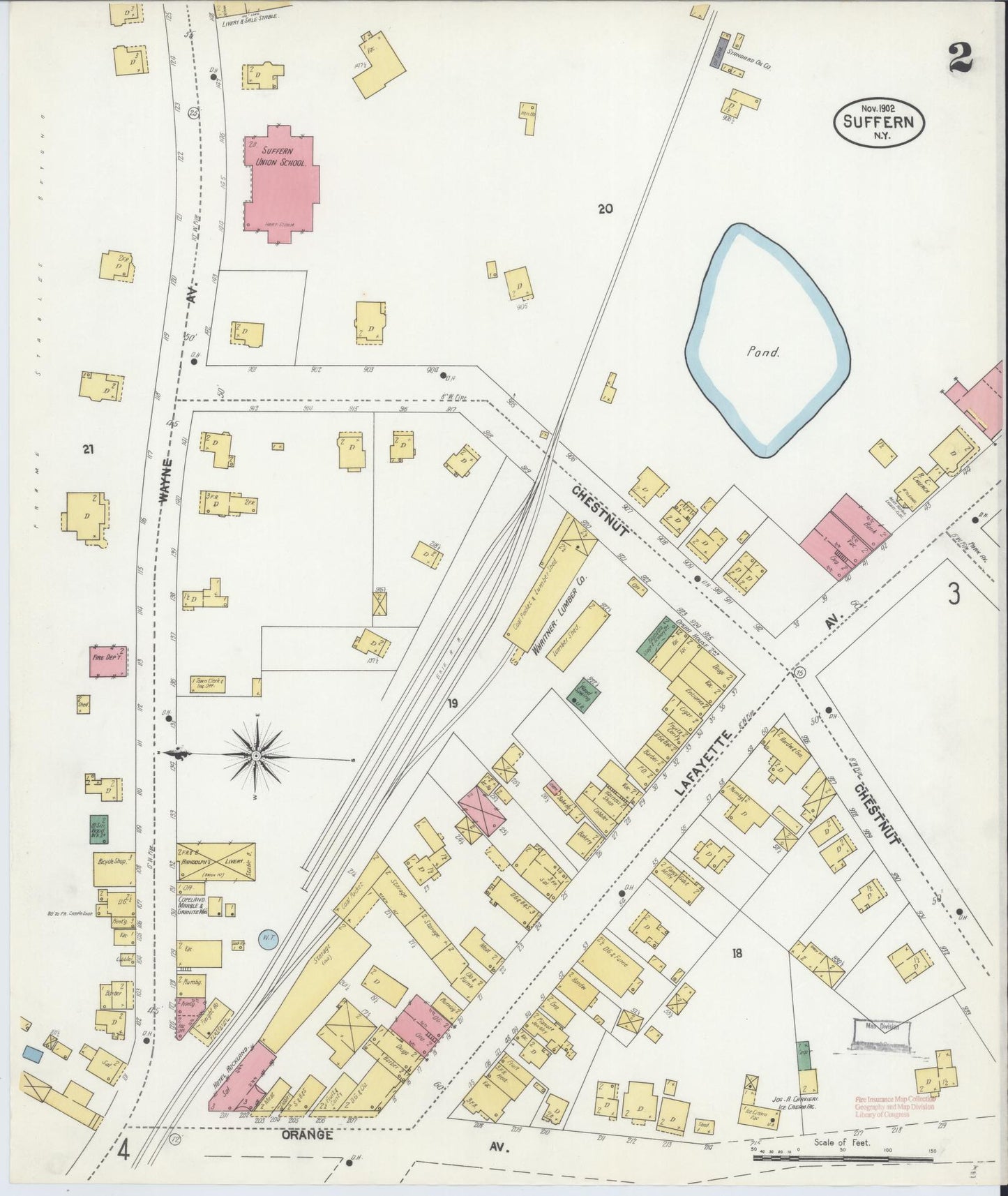 Sanborn Fire Insurance Map from Suffern, Rockland County, New York (1902), Sheet #0002 - Historic Sanborn Fire Insurance Map Print, vintage old map wall art, antique decor, genealogy gift, New York New York map