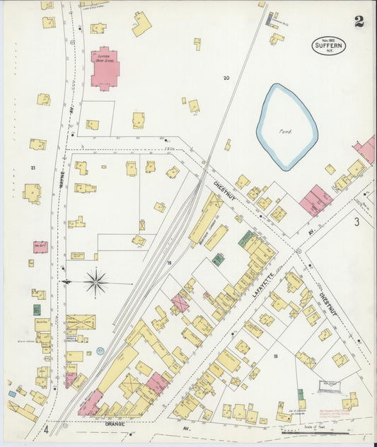 Sanborn Fire Insurance Map from Suffern, Rockland County, New York (1902), Sheet #0002 - Historic Sanborn Fire Insurance Map Print, vintage old map wall art, antique decor, genealogy gift, New York New York map
