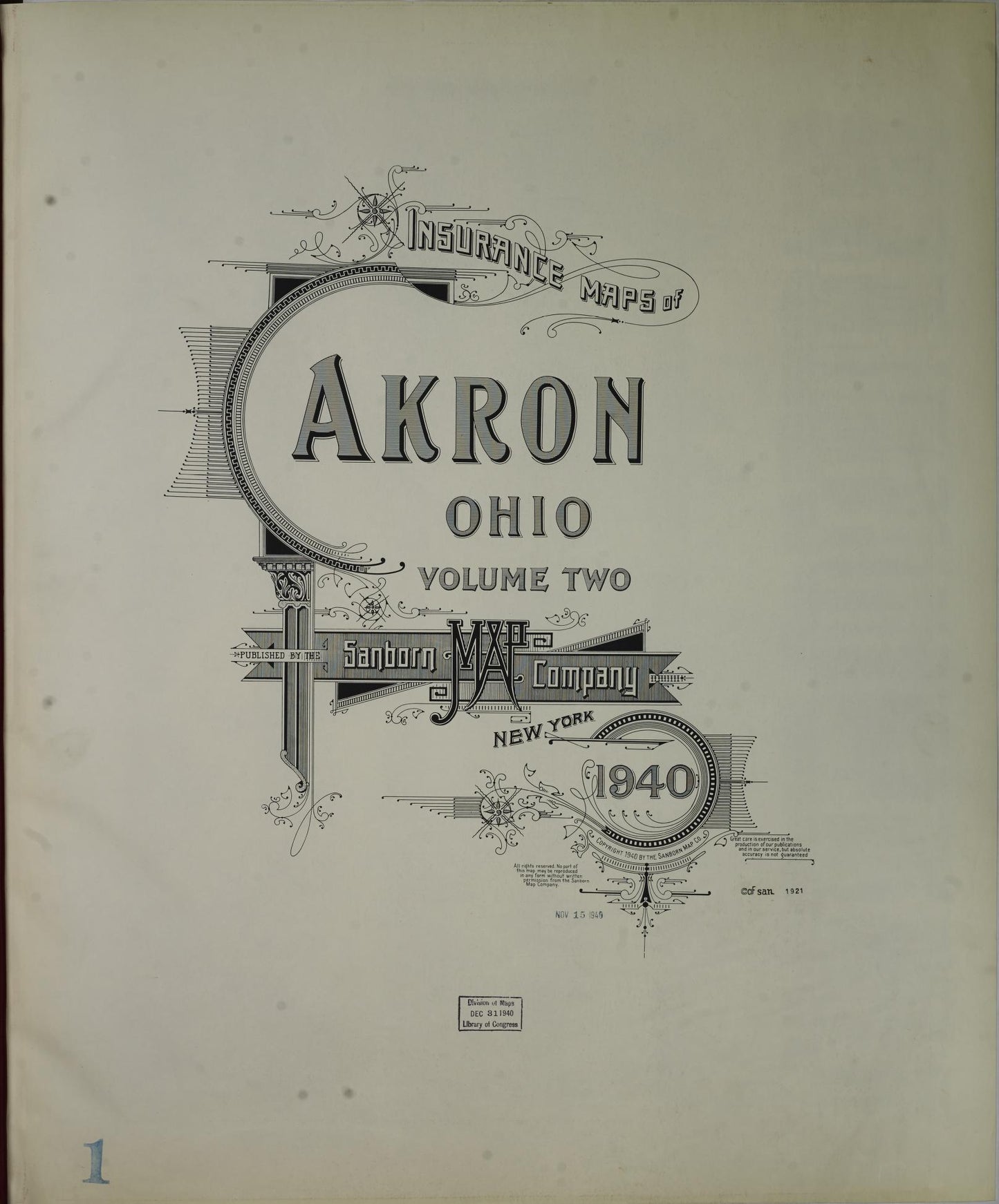 Sanborn Fire Insurance Map from Akron, Summit County, Ohio (1940), Sheet #0001 - Complete Map Set gallery image, historic Sanborn map, vintage wall art, Ohio Ohio