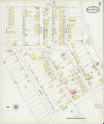 Sanborn Fire Insurance Map from Mauch Chunk, Carbon County, Pennsylvania (1896), Sheet #0007 - Historic Sanborn Fire Insurance Map Print, vintage old map wall art, antique decor, genealogy gift, Pennsylvania Pennsylvania map