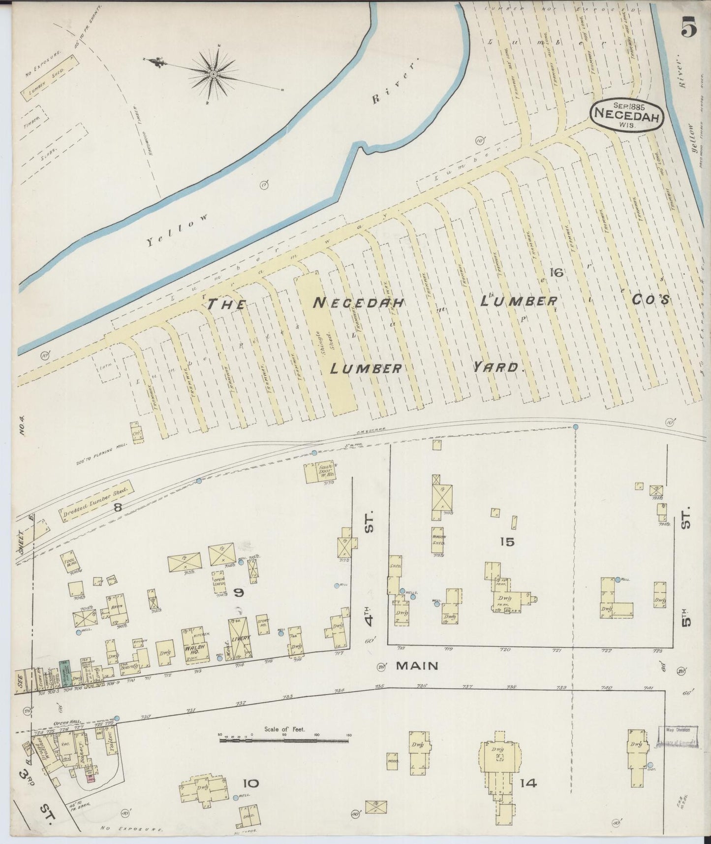 Sanborn Fire Insurance Map from Necedah, Juneau County, Wisconsin (1885), Sheet #0005 - Historic Sanborn Fire Insurance Map Print, vintage old map wall art, antique decor, genealogy gift, Wisconsin Wisconsin map