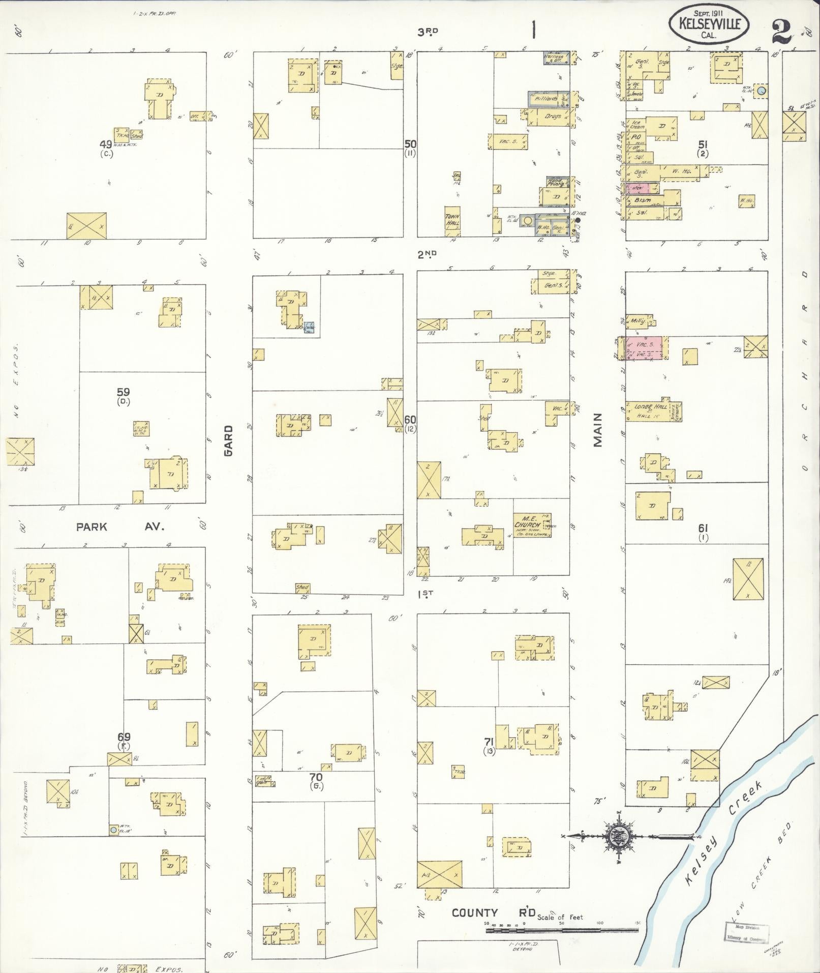 Sanborn Fire Insurance Map from Kelseyville, Lake County, California (1911), Sheet #0002 - Historic Sanborn Fire Insurance Map Print, vintage old map wall art, antique decor, genealogy gift, California California map