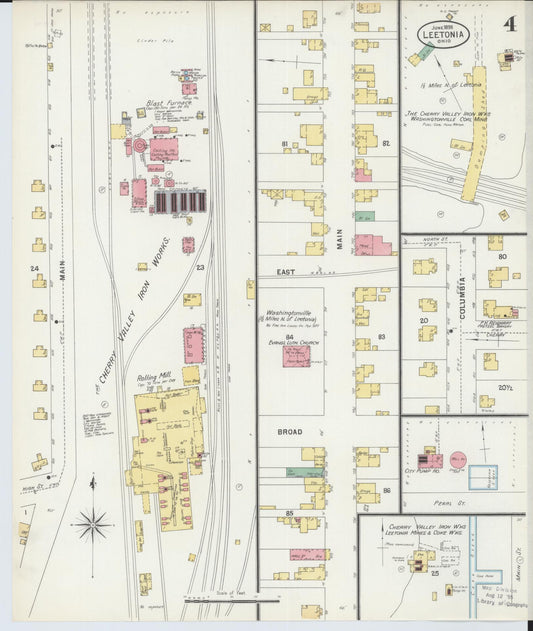 Sanborn Fire Insurance Map from Leetonia, Columbiana County, Ohio (1898), Sheet #0004 - Historic Sanborn Fire Insurance Map Print, vintage old map wall art, antique decor, genealogy gift, Ohio Ohio map