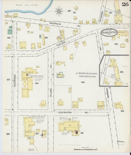 Sanborn Fire Insurance Map from Gloucester, Essex County, Massachusetts (1892), Sheet #0026 - Historic Sanborn Fire Insurance Map Print, vintage old map wall art, antique decor, genealogy gift, Massachusetts Massachusetts map