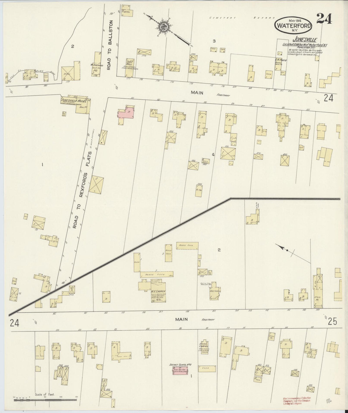 Sanborn Fire Insurance Map from Waterford, Saratoga County, New York (1914), Sheet #0024 - Complete Map Set gallery image, historic Sanborn map, vintage wall art, New York New York