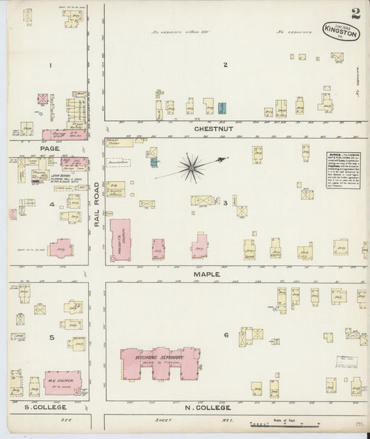 Sanborn Fire Insurance Map from Kingston, Luzerne County, Pennsylvania (1884), Sheet #0002 - Historic Sanborn Fire Insurance Map Print, vintage old map wall art, antique decor, genealogy gift, Pennsylvania Pennsylvania map