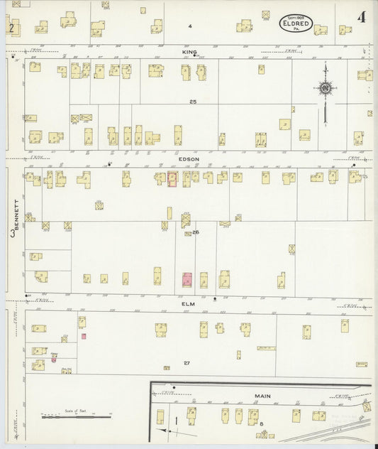 Sanborn Fire Insurance Map from Eldred, McKean County, Pennsylvania (1909), Sheet #0004 - Historic Sanborn Fire Insurance Map Print, vintage old map wall art, antique decor, genealogy gift, Pennsylvania Pennsylvania map