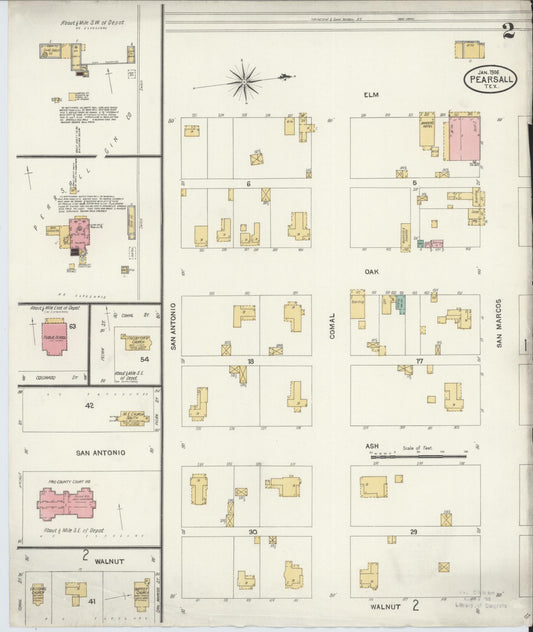 Sanborn Fire Insurance Map from Pearsall, Frio County, Texas (1906), Sheet #0002 - Historic Sanborn Fire Insurance Map Print, vintage old map wall art, antique decor, genealogy gift, Texas Texas map