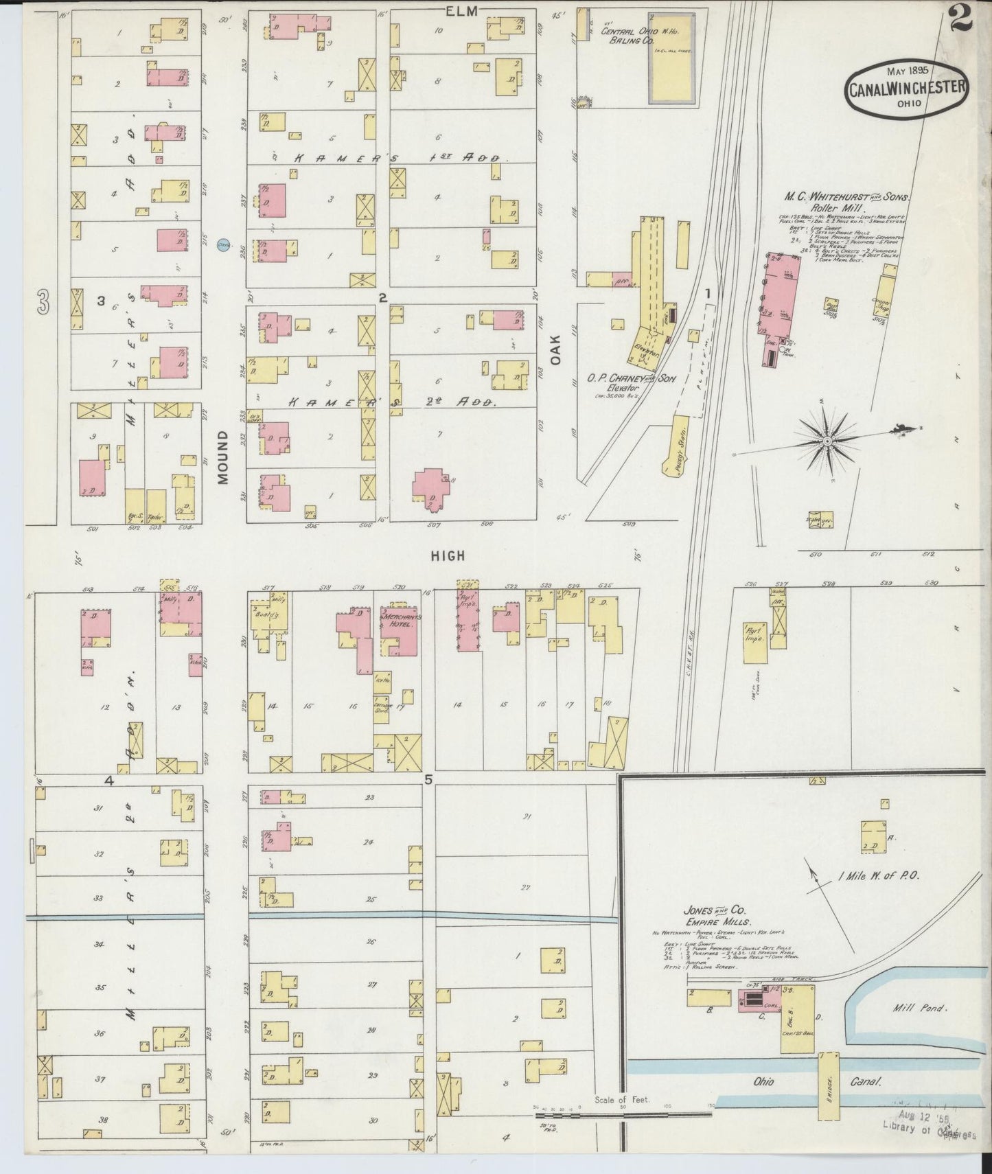 Sanborn Fire Insurance Map from Canal Winchester, Franklin County, Ohio (1895), Sheet #0002 - Historic Sanborn Fire Insurance Map Print, vintage old map wall art, antique decor, genealogy gift, Ohio Ohio map