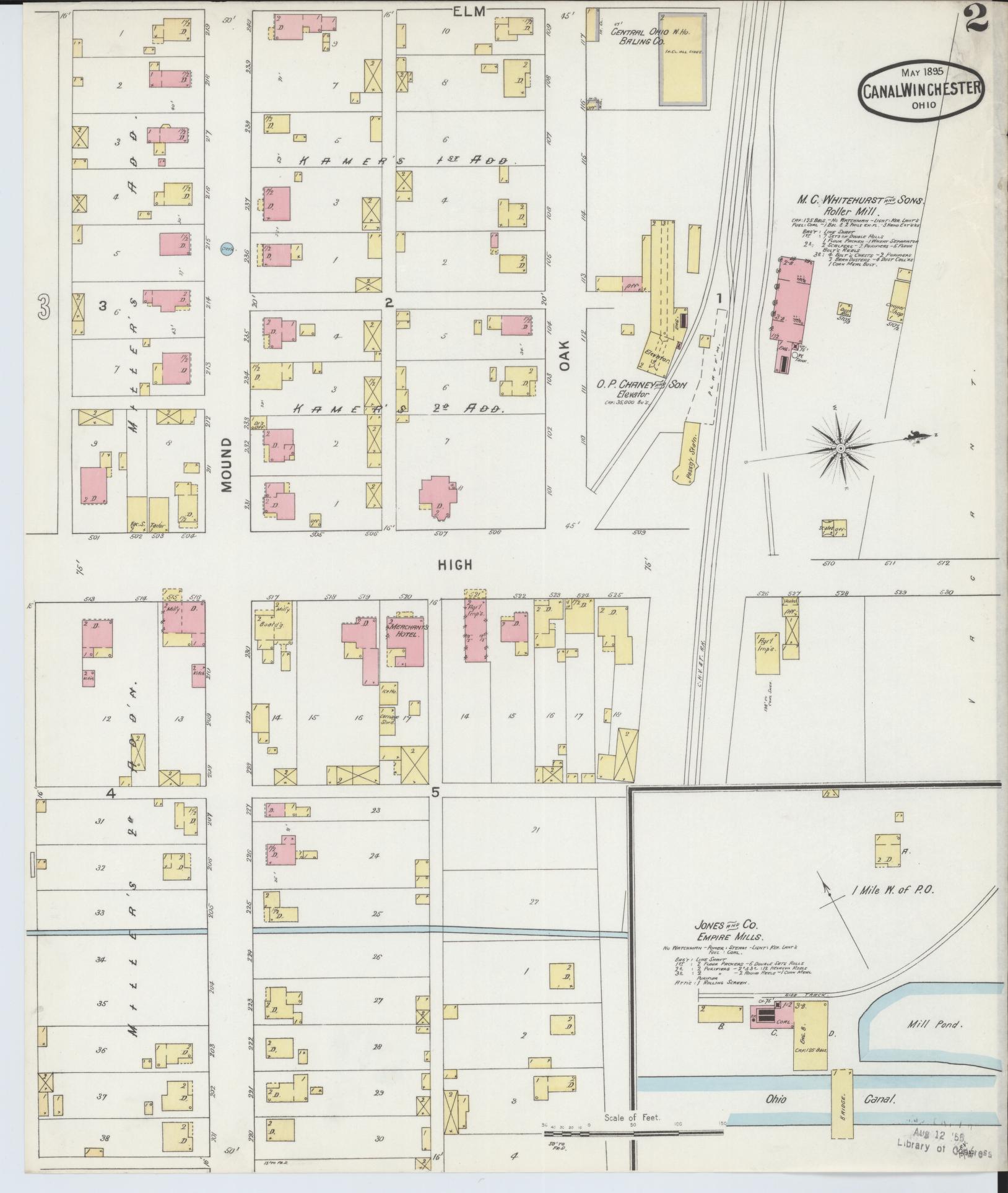 Sanborn Fire Insurance Map from Canal Winchester, Franklin County, Ohio (1895), Sheet #0002 - Historic Sanborn Fire Insurance Map Print, vintage old map wall art, antique decor, genealogy gift, Ohio Ohio map