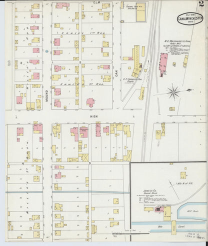 Sanborn Fire Insurance Map from Canal Winchester, Franklin County, Ohio (1895), Sheet #0002 - Historic Sanborn Fire Insurance Map Print, vintage old map wall art, antique decor, genealogy gift, Ohio Ohio map