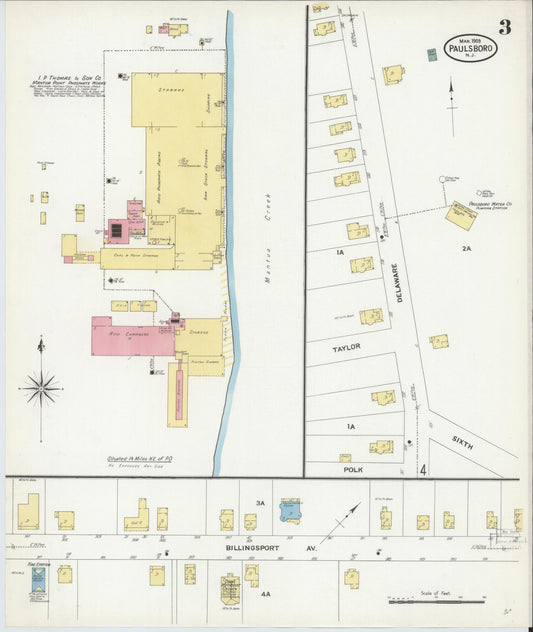 Sanborn Fire Insurance Map from Paulsboro, Gloucester County, New Jersey (1909), Sheet #0003 - Historic Sanborn Fire Insurance Map Print, vintage old map wall art, antique decor, genealogy gift, New Jersey New Jersey map
