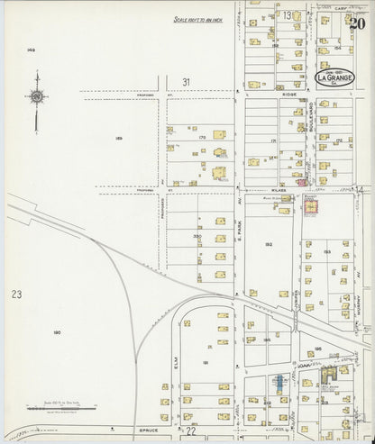 Sanborn Fire Insurance Map from La Grange, Troup County, Georgia (1921), Sheet #0020 - Complete Map Set gallery image, historic Sanborn map, vintage wall art, Georgia Georgia