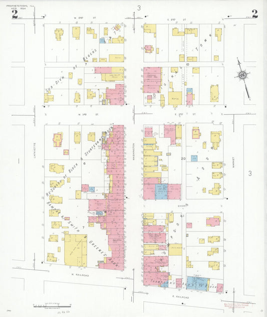 Sanborn Fire Insurance Map from Prophetstown, Whiteside County, Illinois (1934), Sheet #0002 - Historic Sanborn Fire Insurance Map Print, vintage old map wall art, antique decor, genealogy gift, Illinois Illinois map