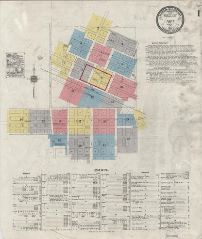 Sanborn Fire Insurance Map from Taft, Kern County, California (1921), Sheet #0001 - Complete Map Set gallery image, historic Sanborn map, vintage wall art, California California