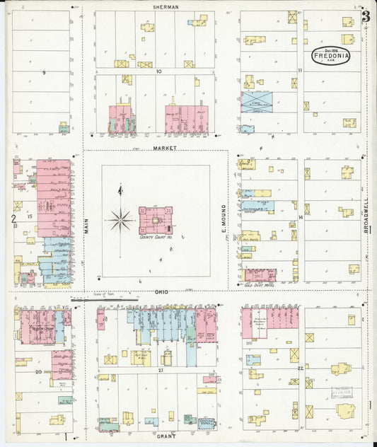 Sanborn Fire Insurance Map from Fredonia, Wilson County, Kansas (1896), Sheet #0003 - Historic Sanborn Fire Insurance Map Print, vintage old map wall art, antique decor, genealogy gift, Kansas Kansas map