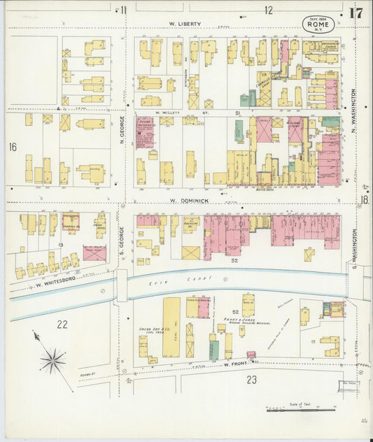 Sanborn Fire Insurance Map from Rome, Oneida County, New York (1904), Sheet #0017 - Historic Sanborn Fire Insurance Map Print, vintage old map wall art, antique decor, genealogy gift, New York New York map