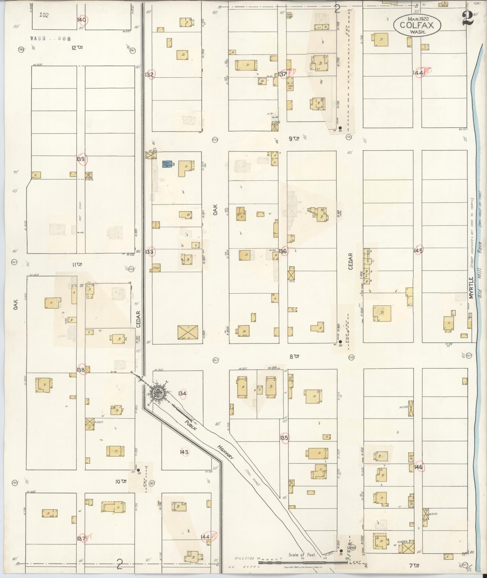 Sanborn Fire Insurance Map from Colfax, Whitman County, Washington (1939), Sheet #0002 - Historic Sanborn Fire Insurance Map Print, vintage old map wall art, antique decor, genealogy gift, Washington Washington map